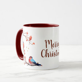 Taza Pájaros estilo Robin En Navidades De Rama De Berry