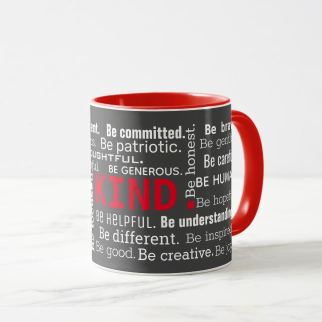 Taza Palabras inspiradoras de Word Cloud en gris (Anverso derecho)