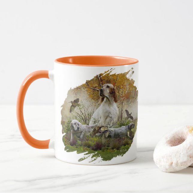 Taza Palangrería inglesa con faisanes, arte (Con donut)