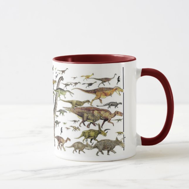 Taza Paleoart del desfile del dinosaurio por (Derecha)