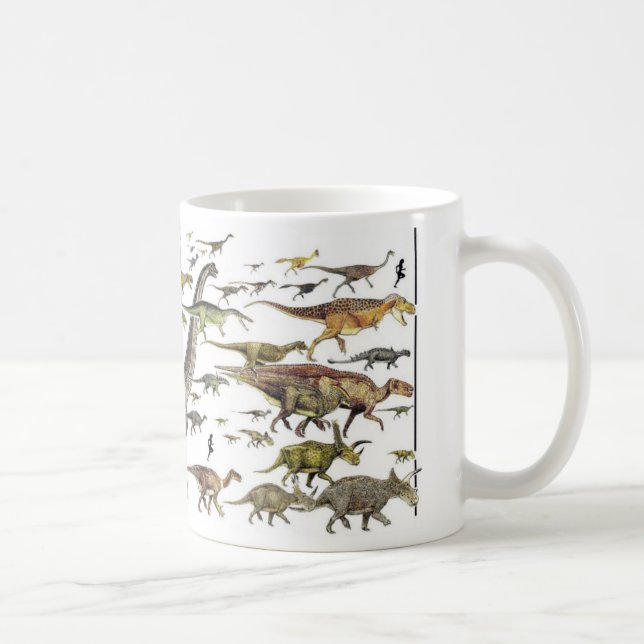 Taza Paleoart del desfile del dinosaurio por (Derecha)