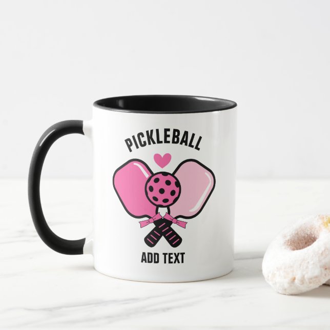 Taza Paleta de Pickleball Rosa con Lazo (Con donut)