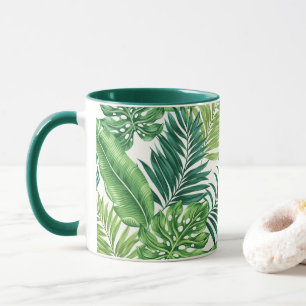 Taza Palm tropical verde Banana Monstera hojas