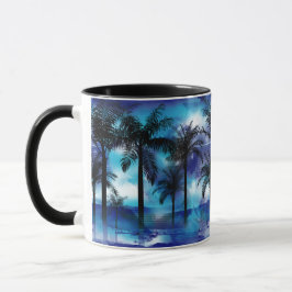 Taza Palmeras amorosas - Blue Purple Tropical Beach Mug