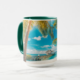 Taza Palmeras en una puesta del sol hermosa