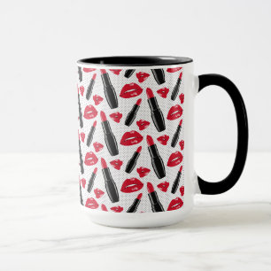 Taza Palo De Palo Y Lámina Patrón De Punto De Polka