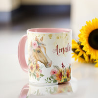 Palomino Horse girasoles nombre personalizado mug