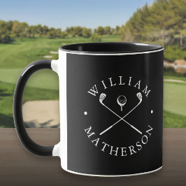 Taza Palos de Golf con Nombre Personalizado Negro y Bla