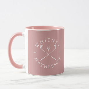 Taza Palos de Golf con Nombre Personalizado Rosa Polvo 