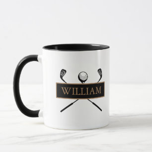 Taza Palos de Golf Personalizados de Oro y Negro
