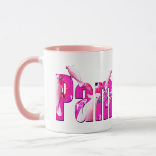 Taza Pam, Logo De Nombre Con Perros Blancos,