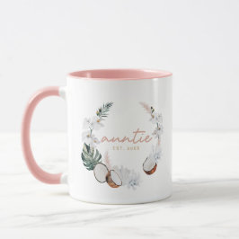 Taza Pampas rosadas de coco de palma tropical tía