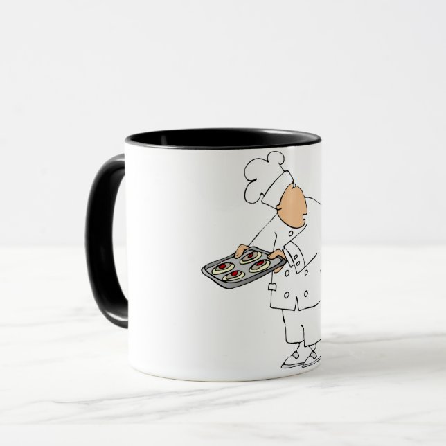 Taza Panadero Chef de Dibujos Animados Divertido con Ba (Anverso izquierdo)