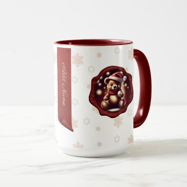 Taza Pancarta personalizada de Teddy Ball para navidade (Anverso derecho)