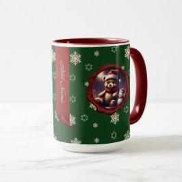 Taza Pancarta personalizada de Teddy Friend y verde par