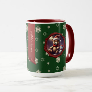 Taza Pancarta personalizada de Teddy Friend y verde par