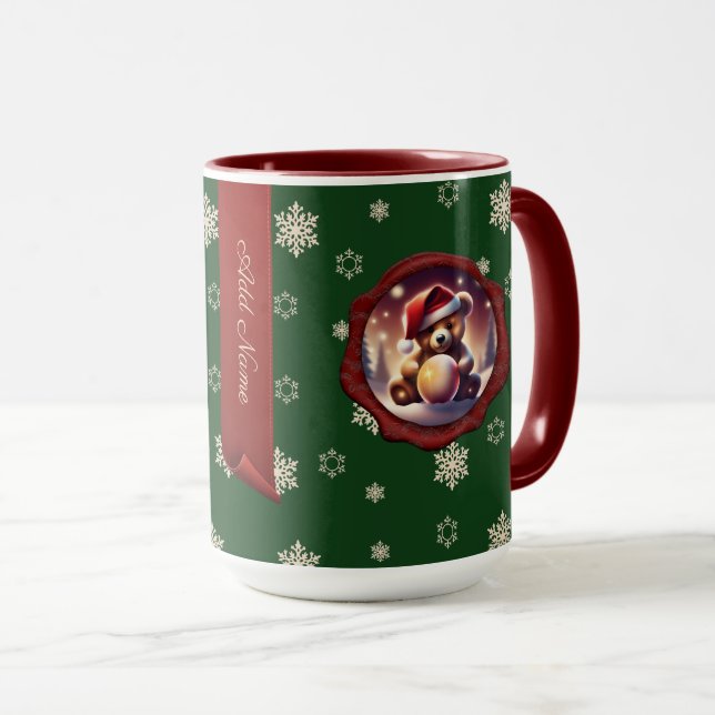 Taza Pancarta personalizada de Teddy Snowball navidad G (Anverso derecho)
