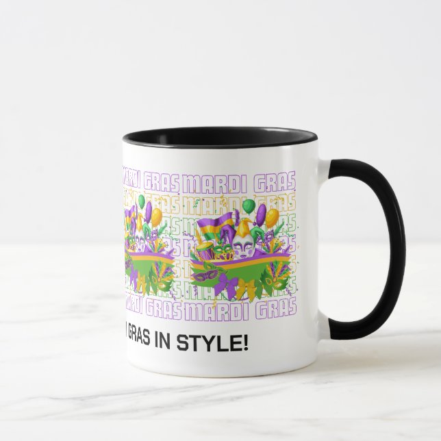 Taza Pancarta personalizada MARDI GRAS Masquerade (Derecha)