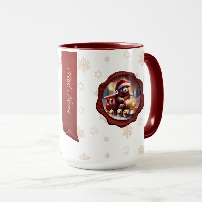Taza Pancarta personalizada Teddy Train navidad (Anverso derecho)