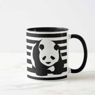 Taza Panda blanco y negro y rayas