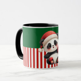 Taza Panda con adorno de Navidad
