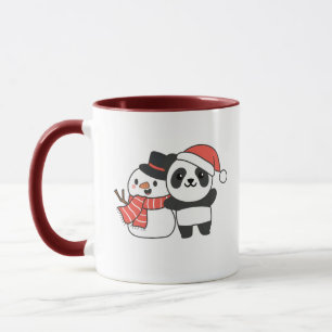 Taza Panda Con Snowman En Invierno Para Navidades