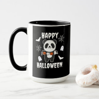 Taza Panda Happy Halloween Calabaza con traje de murcié