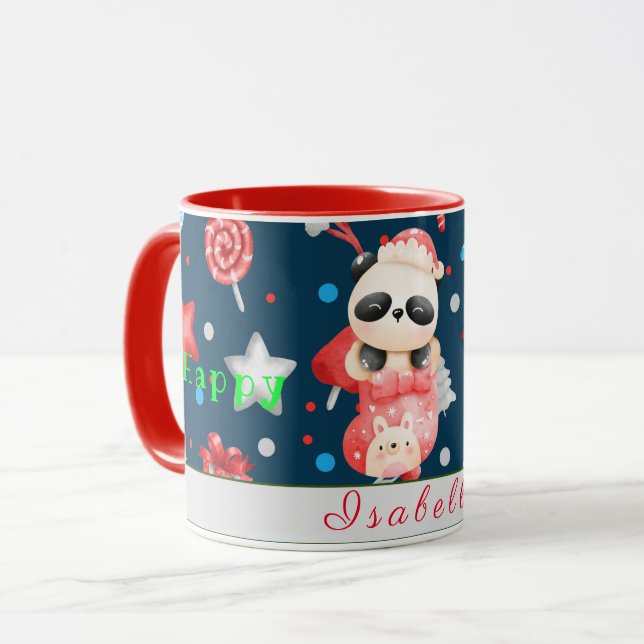 Taza Panda Holidays Personalizar Mensajes de texto y no (Anverso izquierdo)