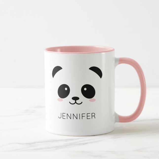 Taza Panda kawaii cara rosa personalizado (Derecha)