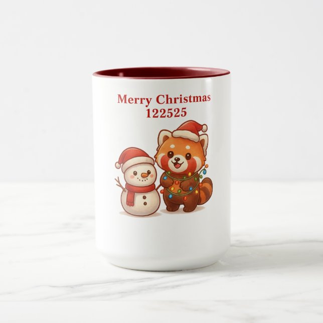 Taza Panda rojo con muñeco de nieve (Centro)