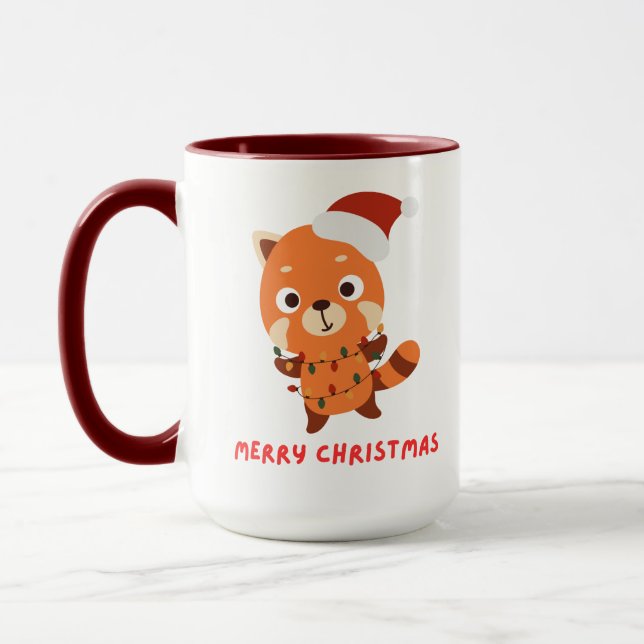 Taza Panda rojo Feliz Navidad (Izquierda)