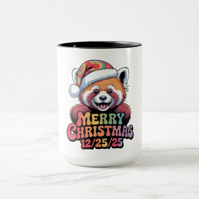 Taza Panda Rojo Feliz Navidad 12/25/25 (Centro)