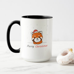 Taza Panda Rojo Navidades Nieve Animales De Invierno Pa