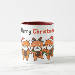 Taza Panda Rojo Navidades Pandas Rojos Feliz Navidad