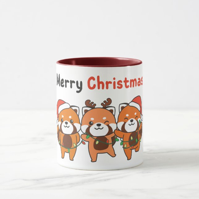 Taza Panda Rojo Navidades Pandas Rojos Feliz Navidad (Centro)
