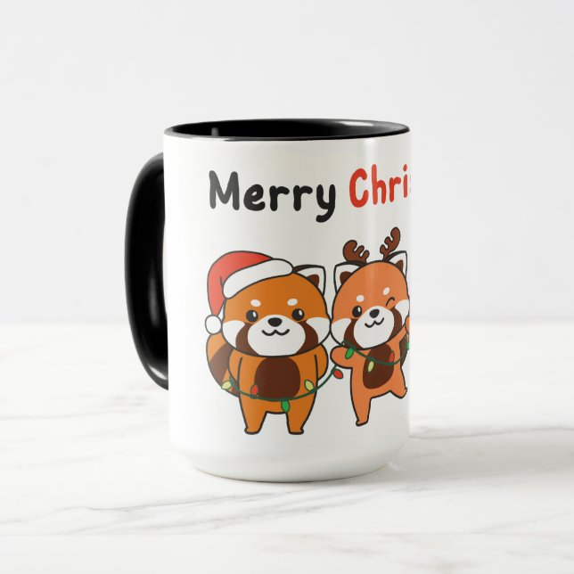 Taza Panda Rojo Navidades Pandas Rojos Feliz Navidad (Anverso izquierdo)