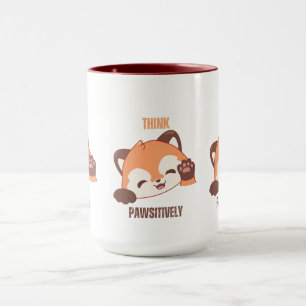 Taza Panda rojo: Piensa positivamente
