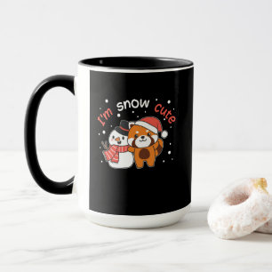 Taza Panda Rojo Soy Nieve Cute Snowman Snowman Pun