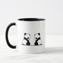 Panda Tone Couple Coffee Cup Simple Blanco Negro