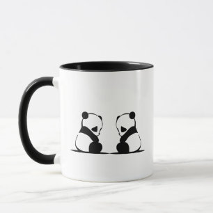 Taza Panda Tone Couple Coffee Cup Simple Blanco Negro
