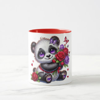 Taza Panda with flower mug