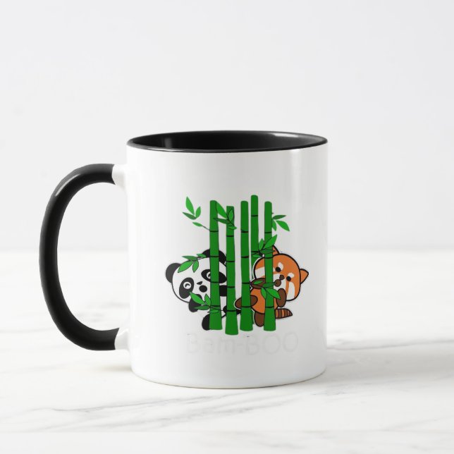 Taza Panda Y Panda Rojo Bamboo Peeka (Izquierda)