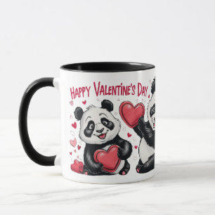 Taza Pandas en acción cardíaca: El día de San Valentín 
