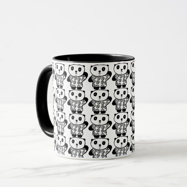 Taza Pandy blanco y negro lindo el patrón Panda (Anverso izquierdo)