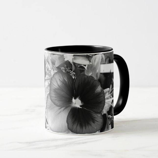 Taza Pansia monocromática artística de fotografía natur (Anverso derecho)