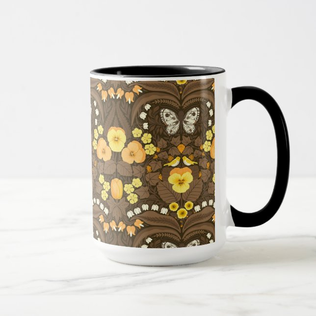 Taza Pansias amarillas, pájaros y mariposas (Derecha)