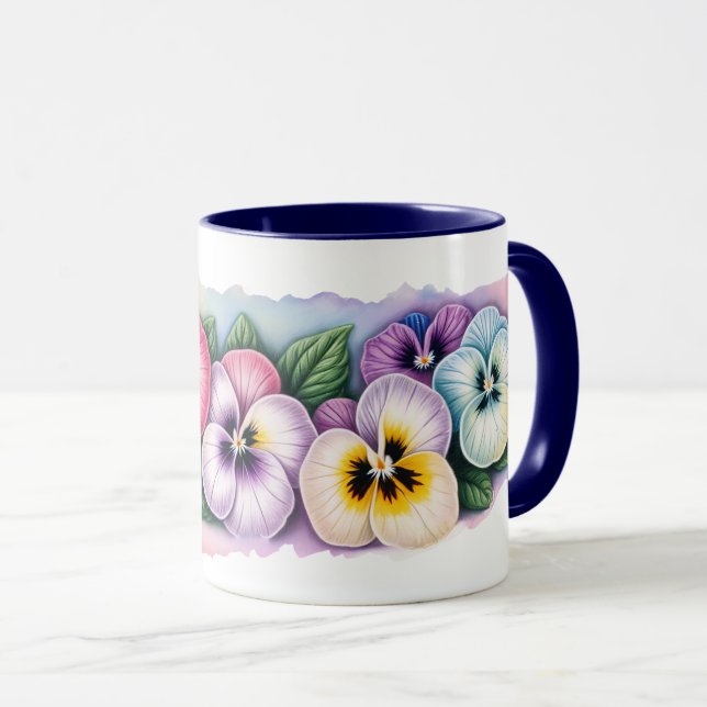 Taza Pansies coloridos Mug de flores (Anverso derecho)
