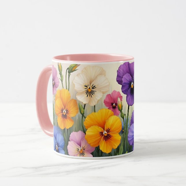 Taza Pansies de bonito (Anverso izquierdo)