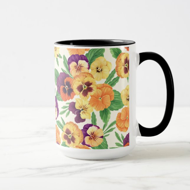 Taza Pansies en blanco roto (Derecha)