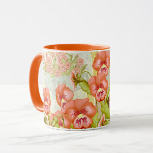 Taza Pansies en un bol